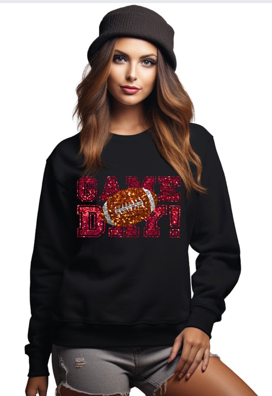 GAME DAY FAUX GLITTER-RED-SWEATER