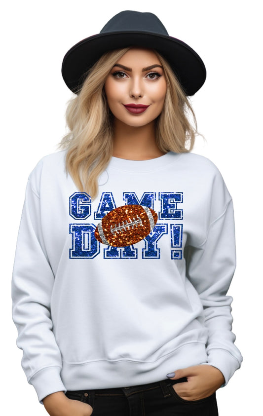 GAME DAY FAUX GLITTER-BLUE-SWEATER