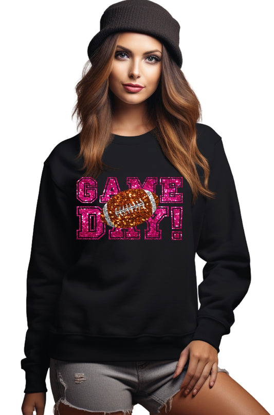 GAME DAY FAUX GLITTER-PINK-SWEATER